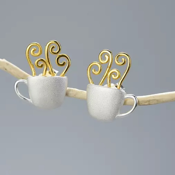 Artisan Handmade 925 Silver The Zenayde Mug Earrings - Picture 4 of 9